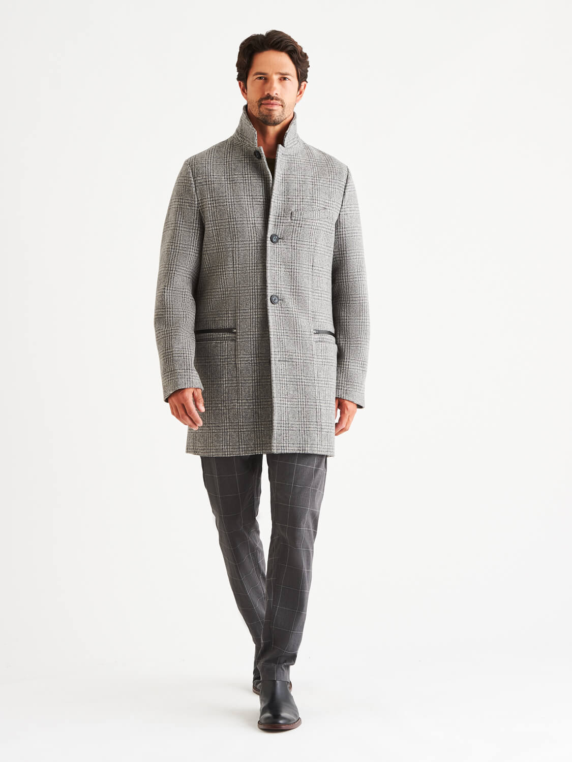 Plaid top mens overcoat